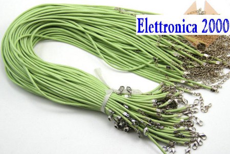 CORDONCINO DI CUOIO PER COLLANE,MONILI,PENDENTI 45 CM COLORI VERDE